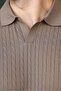 Light Brown Slim Fit Polo Collar Knitwear Men's T-Shirt E7472 - 3