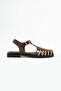 Debra Women's Suede Knitted Design Caged Sandals - 4