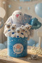 Welcome Baby Gift Blue Babyshower Cute Sleeping Companion Toy Plush Rabbit and Soft Plush Teddy Bear Bouquet - 6