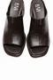 Sorex Brown Skin Genuine Leather Women's Thick Heeled Slippers - 2
