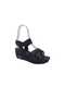 Voga 275 Women's Black Cross-Strapped Elastic Wedge Sole Sandals - 2