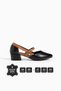 Elara Black-Brown Genuine Leather Women's Short Heeled Shoes, Size 34-43, Comfortable and Stylish Design