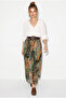 Women's Multi-Colored Shahrazade Pattern Lined Belted Long Skirt 7260 60286150 - 4