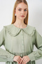 Women's Baby Collar Long Hijab Dress 2592 - E.Green - 2