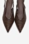 Orelis Dark Brown Knitted Patterned Women's Low Heel Shoes - 2