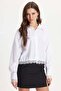 Women's Regular Fit Classic Cut Lace Detailed Cotton Plain White Shirt