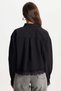 Women's Regular Fit Classic Cut Lace Detailed Cotton Plain Black Shirt - 6