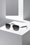 Uv400 Protection Metal Frame Gradient Glass Men's Sunglasses Black Gold Color Plg-2120C4