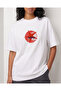 White Oversize Lucky Star Printed Crew Neck T-Shirt