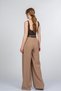 Women's Summer Camel Bellara Wide Pleated High Waist Belted Trousers Stylish Daily Comfortable 30374 - 5