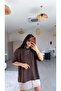 Brown Oversize Modal T-Shirt with Small Side Slits