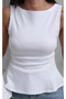 Women's Sleeveless Peplum Blouse with Flounce Detail - 4