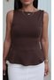 Women's Sleeveless Peplum Blouse with Flounce Detail - 5