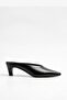 Jemre Black Leather Women's Heeled Slippers