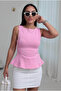 Women's Sleeveless Peplum Blouse with Flounce Detail