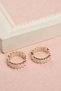 Women's Yellow Steel Matrix Baguette Stone Hoop Earrings Set of Two - 2