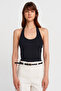 Women's Halter Neck 95% Cotton Double Layer Crop Top Bodysuit - 5