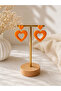 Orange Heart Earrings Dangle Women's Earrings Lightweight and Stylish