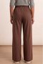 Brown 4-Season Elastic Waist Lace-Up Wide-Leg Gabardine Women's Trousers - Relaxed Fit Casual Palazzo with Pockets - 4