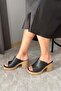 Women's Silva Black Cork Sole Orthopedic Platform Heel Slippers - 2