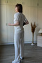 Lace Detailed Asymmetrical White T-Shirt Set - 4