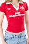 Crep Women's San Francisco 09 Printed Polo Collar Cotton Ribbed Short Sleeve Crop T-Shirt Slim Fit 100% Pam - 6