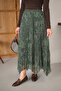 Women's Floral Pattern Asymmetrical Chiffon Skirt Green