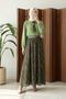 Chiffon Blouse with Belted Scarf and Lined Skirt - Çağla Yeşil - Çağla Y.