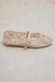 Women's Beige Lace Beaded Embroidered Mesh Ballerinas - 7