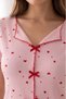 Women's Pink Boat Neck Buttonless Twill Bow 100% Cotton Short Sleeve Mini Shorts Pajama Set - 6