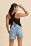Bohemian Blouse with Crossed Neckline and Open Back - 4