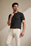 Men's Black Hair Braid Patterned Knitwear Polo T-Shirt - 4