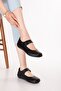 Genuine Leather Anatomical Sole Comfortable Daily Ballet Flats Usl.2210 Black