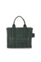 Women's Leather Mini Green Shoulder Bag with Zipper Closure and Logo Detail