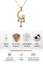 Women's Gold Color Steel Moon Star Crescent Pendant Necklace with Stone Minimal Stylish Necklace - 6