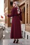 Ayrobin Suit with Buckle Detailed Skirt Claret Red Hm2913 - 6