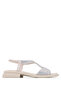 Women's Genuine Leather Beige Flat Sandals