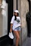 White Sun Print Oversize Combed Cotton T-Shirt – Trendy Design with the Text “The Power”