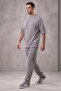 Men's Gray Oversize Modal Fabric T-Shirt and Sweatpants Set - Comfortable Fit - 3