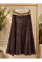 Bitter Brown Brode Lace Detailed Long Skirt – Bohemian Chic with Straw Belt