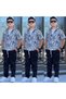 Boy's Letter Detailed Linen 3-Piece Set - Cargo Pants - Letter Printed Shirt - Sleeveless T-Shirt 3-Piece Combination for Holidays - 2