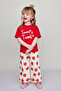 Girl's Cotton Red Tomato Printed T-Shirt and Sweatpants Set