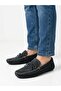 Men's navy blue genuine leather flexible sole casual loafer