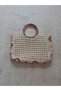 Women's Hand-Knitted Straw Handbag with Ring Detail and Floral Texture - 4