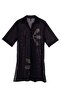 6904 Black Shirt Collar Chiffon Beach Dress - 4