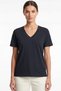 Women's Vision V-Neck Premium Quality Dense Textured Cotton T-Shirt Navy Blue W102-R0220-08