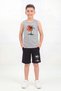 Zero Sleeve Round Neck Print Detailed Boys' Top and Bottom Set