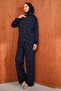 Navy Blue Stone Detailed Tunic and Trousers Set - 4