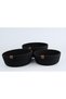Set of 3 Cotton Knitted Decorative Baskets Black Round Organizer Basket - 3