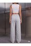 Women's Gray Wide-Leg Sweatpants - High-Waisted Relaxed Fit Two-Thread Seasonal Sweatpants - 3